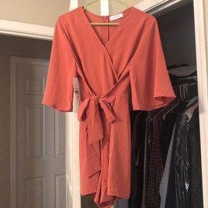 Ces Femme crossover wrap romper NWT blush pink S
